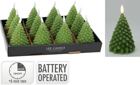 Ledkaars Kerstboom 11cm Groen - afbeelding 1