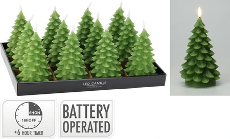 Ledkaars Kerstboom 17cm Groen - afbeelding 1