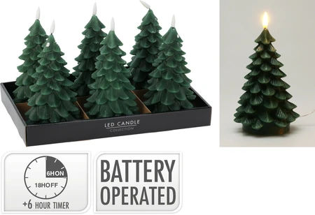 Ledkaars Kerstboom 19cm Donker - afbeelding 1