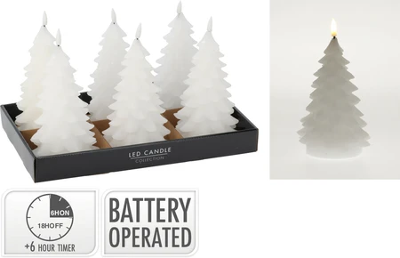 Ledkaars Kerstboom 19cm Wit - afbeelding 1