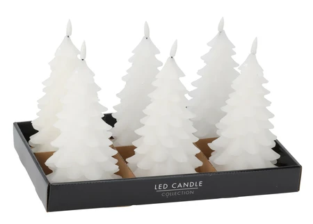 Ledkaars Kerstboom 19cm Wit - afbeelding 2