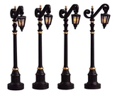 Lemax kerstdorpminiatuur Colonial street lamp, set van 4