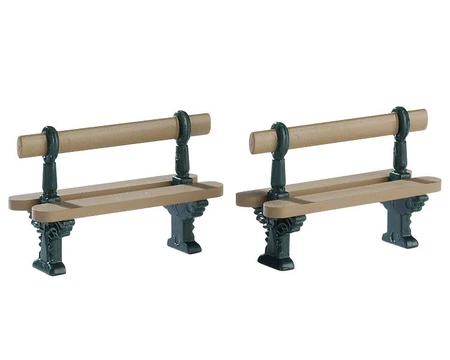 Lemax kerstdorpminiatuur Double seated bench, set van 2