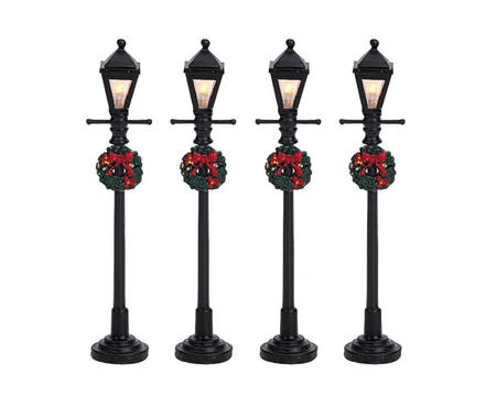 Lemax kerstdorpminiatuur Gas lantern street lamp, set van 4