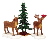 Lemax kerstdorpminiatuur Mr and Mrs Moose, set van 3