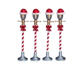 Lemax kerstdorpminiatuur Santa's Wonderland Santa hat street lamp, set van 4