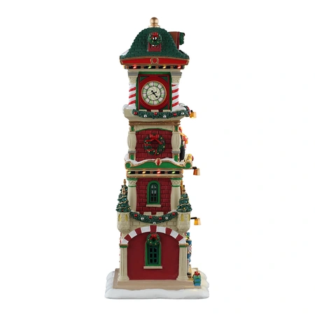 Lemax kerstdorpminiatuur Santa's Wonderland The Village Square clock tower - afbeelding 2