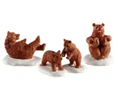 Lemax kerstdorpminiatuur Vail Village Bear family snow day, set van 4