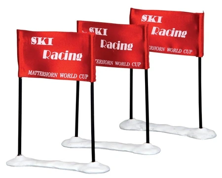 Lemax kerstdorpminiatuur Vail Village Ski racing flag, set van 3