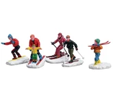Lemax kerstdorpminiatuur Vail Village Winter fun figurines, set van 5