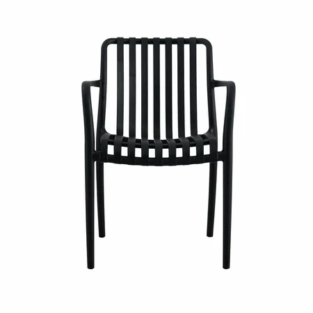 Levi kunststof tuinstoel zwart met armleuning - afbeelding 2