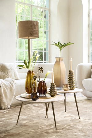 Light & Living Bijzettafel ZECA Taupe Marmer Ø59x41 cm Antiek Brons - afbeelding 5