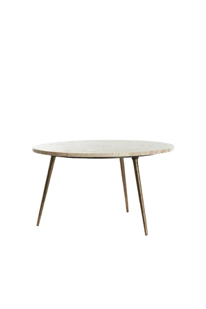 Light & Living Bijzettafel ZECA Taupe Marmer Ø67X37 cm Antiek Brons - afbeelding 2