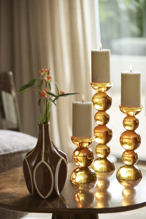 Light & Living Candle stick Ø10x26,5 cm ITINGA glass orange - afbeelding 3