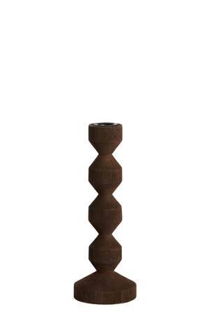 Light & Living Candle stick Ø12x25 cm DOZZA wood matt dark brown - afbeelding 1