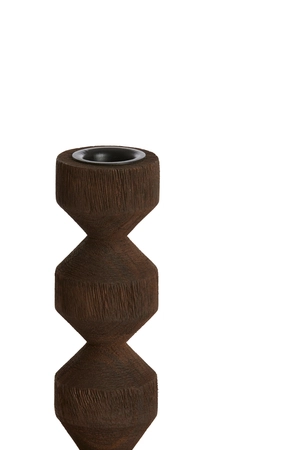 Light & Living Candle stick Ø12x25 cm DOZZA wood matt dark brown - afbeelding 2
