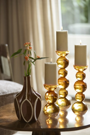 Light & Living Candle stick Ø9,5x15,5 cm ITINGA glass orange - afbeelding 3