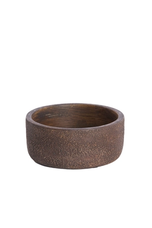 Light & Living Deco box Ø14x7 cm METETI wood textured dark brown - afbeelding 2