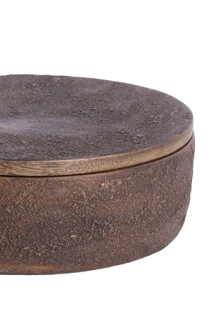Light & Living Deco box Ø19x7 cm METETI wood textured dark brown - afbeelding 3