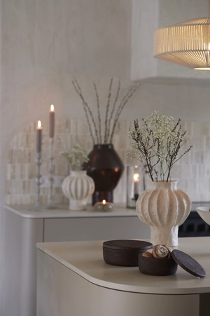 Light & Living Deco box Ø19x7 cm METETI wood textured dark brown - afbeelding 4