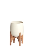 Light & Living Deco Pot op Voet KARUNA Hout Ø36x50 cm Mat Crème - afbeelding 1