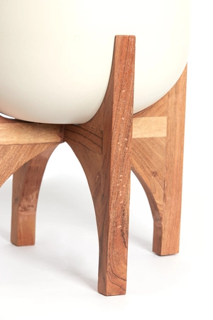Light & Living Deco Pot op Voet KARUNA Hout Ø36x50 cm Mat Crème - afbeelding 3