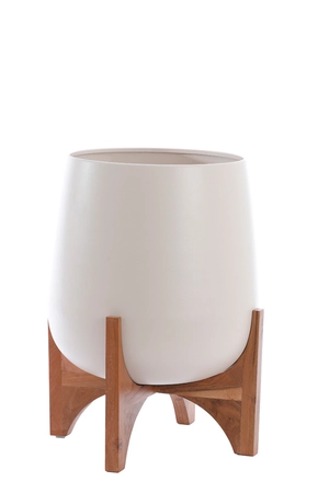 Light & Living Deco Pot op Voet KARUNA Hout Ø44x53 cm Mat Crème - afbeelding 2