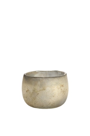 Light & Living Glazen Theelicht SUNGAI D12x9cm Mat Antiek Grijs Bruin - afbeelding 1