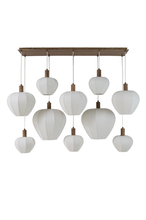 Light & Living Hanglamp 10 lampen 138x49x180cm HUXI hout crème - afbeelding 1