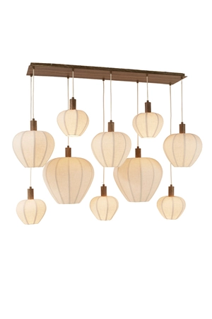 Light & Living Hanglamp 10 lampen 138x49x180cm HUXI hout crème - afbeelding 4