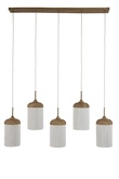 Light & Living Hanglamp 5 lampen 117x10x27cm DANIA hout crème - afbeelding 1