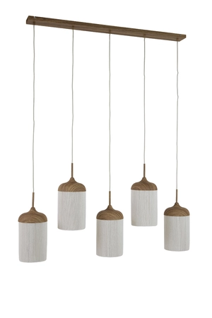 Light & Living Hanglamp 5 lampen 117x10x27cm DANIA hout crème - afbeelding 7