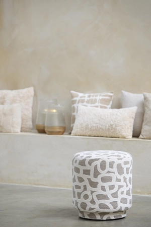 Light & Living Pouf Ø40x44 cm DAVONTE taupe+beige - afbeelding 6