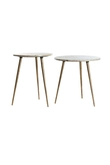 Light & Living Set van 2 Bijzettafel ZECA Marmer Ø41x49+Ø48x53 cm Taupe Antiek Brons - afbeelding 1