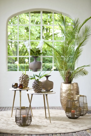 Light & Living Set van 2 Bijzettafel ZECA Marmer Ø41x49+Ø48x53 cm Taupe Antiek Brons - afbeelding 6