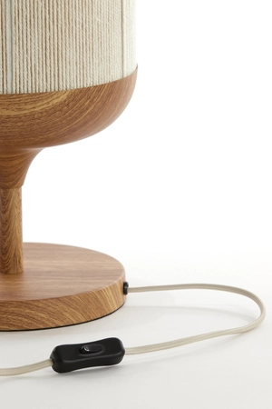 Light & Living Tafellamp Ø22,5x50 cm DANIA hout print naturel+touw crème - afbeelding 4
