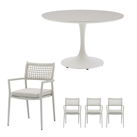 Liv ronde dining set zand voor 4 personen - afbeelding 1