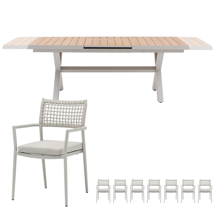Liv uitschuifbare dining set zand voor 8 personen - afbeelding 1