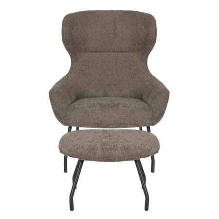 Loungestoel Pablo met voetbankje bouclé taupe - afbeelding 1