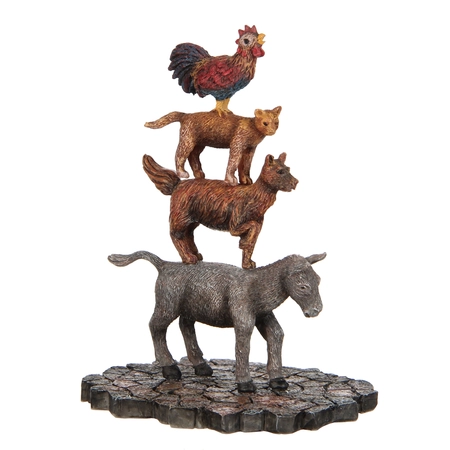 Luville Kerstdorpminiatuur Efteling Bremer stadsmuzikanten - L 7,5 x B 6 x H 10 cm - afbeelding 1