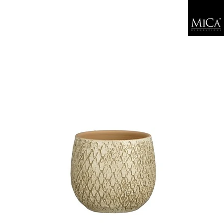 Madeira pot rond creme - h14xd14cm