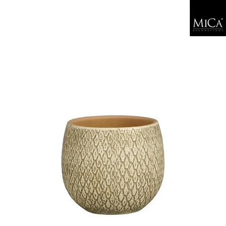 Madeira pot rond creme - h18xd18cm