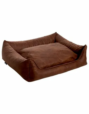 MaxxNobel Orthopedische hondenmand Lederlook/teddy Cognac 80/60 - afbeelding 1