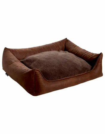 MaxxNobel Orthopedische hondenmand Lederlook/teddy Cognac 80/60 - afbeelding 2