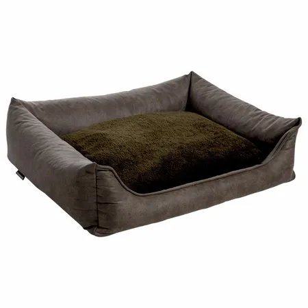 MaxxNobel Orthopedische hondenmand Lederlook/teddy Olijf 100/80 - afbeelding 2
