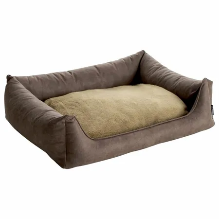 MaxxNobel Orthopedische hondenmand Lederlook/teddy Taupe 80/60 - afbeelding 2