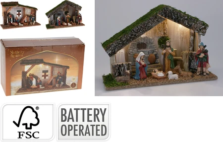 Kerststal met LED verlichting - afbeelding 1