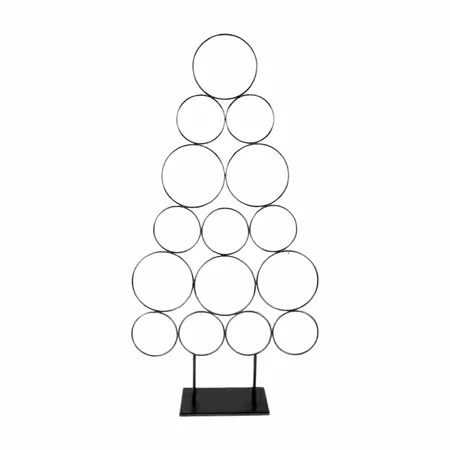 Metalen kerstboom ringen op voet B 64 x H 124 cm black