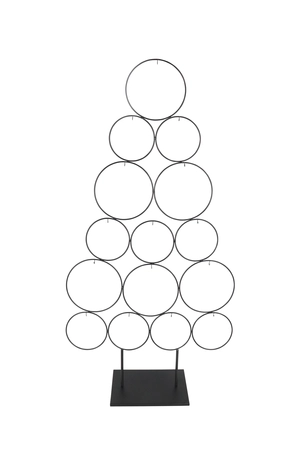 Metalen kerstboom ringen op voet B 64 x H 124 cm black