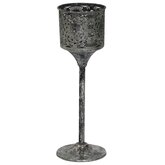 Metalen tray met kaarshouder zilver D13x43